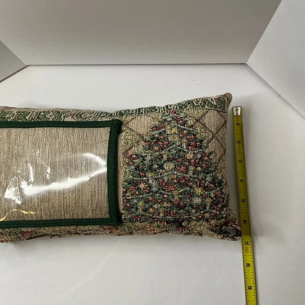 Holiday Christmas Tree Tapestry‎ Pillow with Clear Photo Pocket